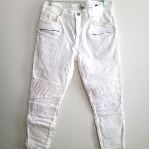 Zara Man White Cropped Skinny Jeans